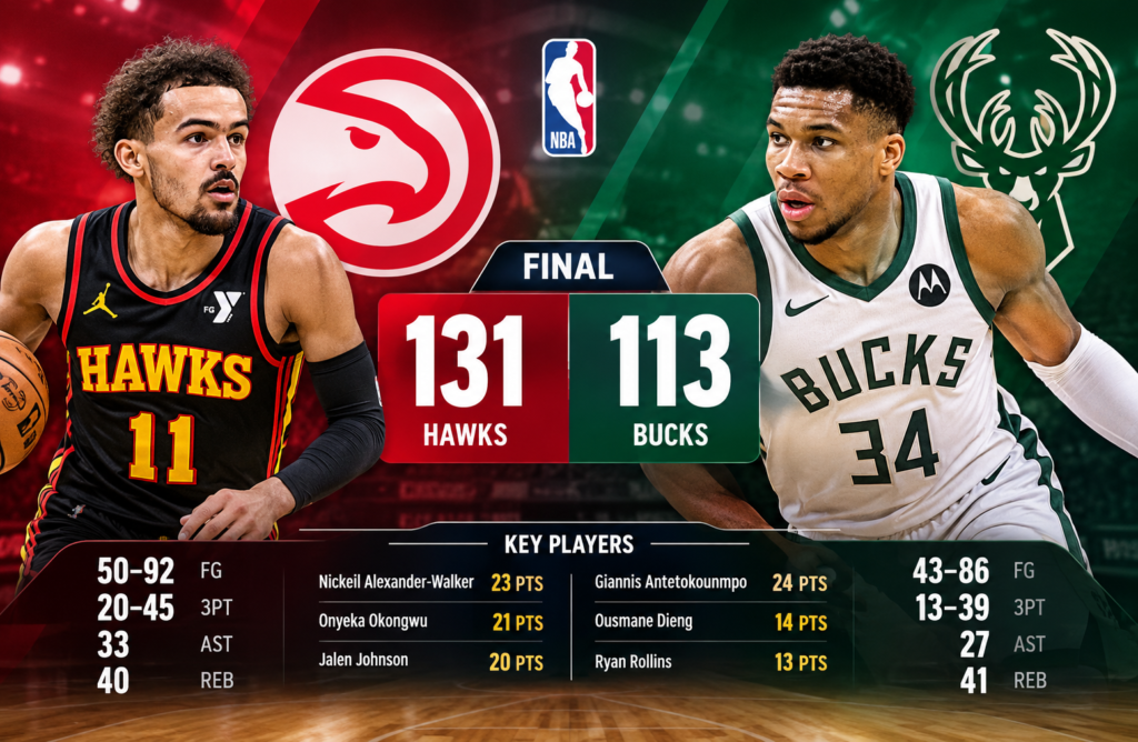 Atlanta Hawks vs Milwaukee Bucks Match Player Stats